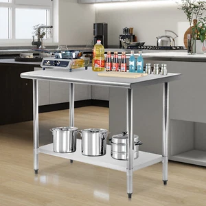 Tavolo da Lavoro Acciaio Inox Cucina Lavoro Tavolo Regolabile Piedi Preparazione Tavolo - Foto 1 di 39