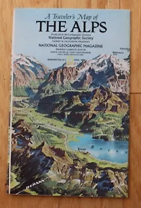 Mapa de abril de 1985 de National Geographic; mapa de los Alpes para un viajero - Imagen 1 de 3