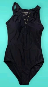 Womens BALEAF Button Up 1 Piece Swimsuit Size Small/ 34 Tummy Control Navy Blue - Picture 1 of 6
