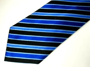 Countess Mara Herren Krawatte Krawatte schwarz blau gestreift dicke Seide 59" Karriere - Bild 1 von 4