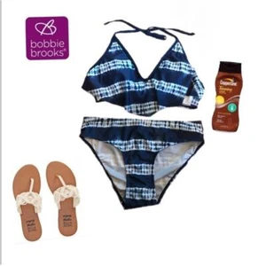 NWT Bobbie Brooks Blue Tie Dye Bikini Sz. L - Picture 1 of 2