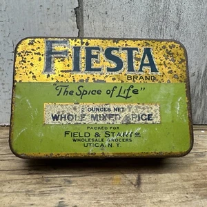 Vintage Fiesta Spice Tin - Whole Mixed Spice-Field & Start Utica NY Advertising - Picture 1 of 12