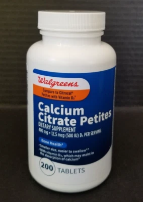 200 Walgreens (Citracal) Calcium Citrate Petites with Vitamin D3 Tablets, 11/25 - Image 1 of 4