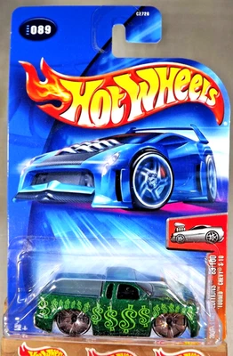 Hot Wheels #89 2004 primeras ediciones 'Tooned Chevy S-10 verde con rueda cromada Bling Foto 1 de 4
