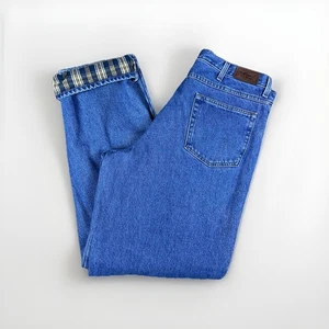 Pantalones de mezclilla LL Bean para hombre 36x34 azul calce relajado línea de franela pierna recta - Imagen 1 de 10
