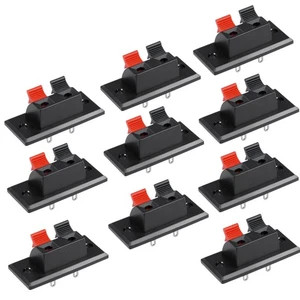 10 Pcs 2 Way Push Release Connector Plate Stereo Speaker Terminal Strip Block - Picture 1 of 11