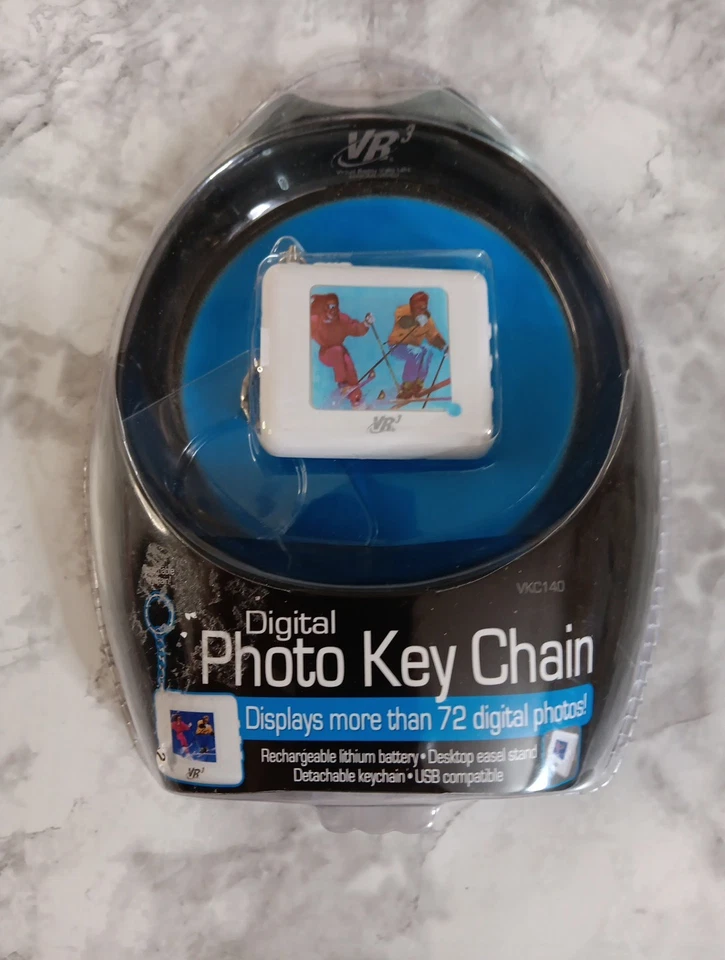 Digital Photo Album Key Chain VKC140 Holds 72 Pics Desktop Easel Stand  - Image 1 of 4
