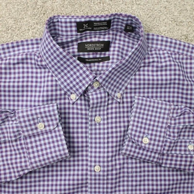 Camisa Nordstrom Para Hombres 17, 34 Púrpura Cuidado Inteligente Sin Arrugas Ajuste Tradicional L/S Foto 1 de 4