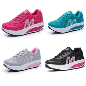 Womens Shape Up Sports Walking Shoes Platform Wedge Toning Gym Fitness Trainers - Picture 1 of 9