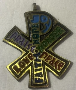 1970 Terra Sancta Guild Jerusalem Peace Pendant Charm 2 1/2" Israel - Picture 1 of 3
