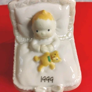 Vinttage 1999 Baby's First Christmas - Ceramic Ornament - Carriage Stroller - - Picture 1 of 7