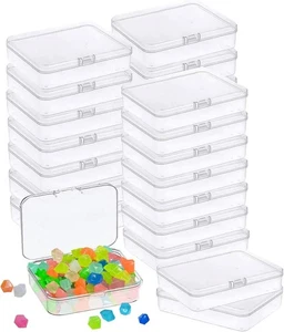 24 Pcs Mini Plastic Storage Containers Box with Lid, 3.5x2.4 Inches Clear Rec... - Picture 1 of 7