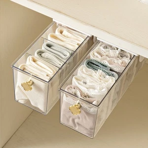 Multi-Compartment Sock Storage Box Transparent Underwear Storage Box Office - Picture 1 of 12