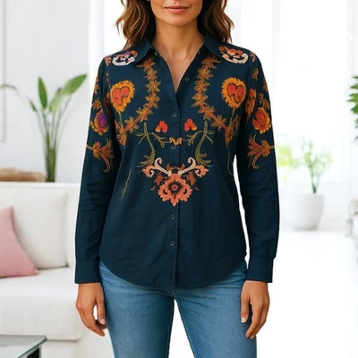 Camisa Floral Etro Para Mujer Artística Western PaisleySilenciosa Lujo Rara Talla 40 Avant Gard Foto 1 de 4