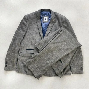 Marc Darcy ‘Scott’ Tweed 2 Piece Suit Grey Check C48R WC48R W40R - Imagen 1 de 15