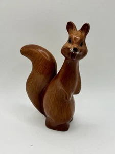 Vintage Squirrel Figurine Faux Wood Blue Rhinestone Eyes MCM Plastic 20cm H - Picture 1 of 8