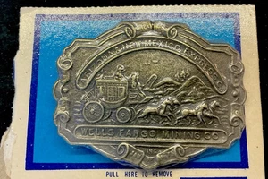 NIB 1970’s Arizona New Mexico Express Wells Fargo Mining Co 1875 Belt Buckle - Picture 1 of 5
