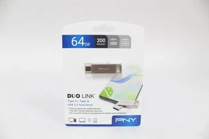 PNY - 64GB DUO LINK USB 3.2 Type-C Dual Flash Drive - Silver - Picture 1 of 3