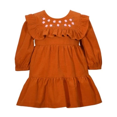 Vestido de Ação de Graças para Meninas - Vestido de Veludo Laranja para Bebês e Meninas, ... - Imagem 1 de 3