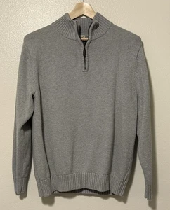 Maglione LL Bean uomo L grigio quarto zip pullover maglia outdoor pesante casual - Foto 1 di 8