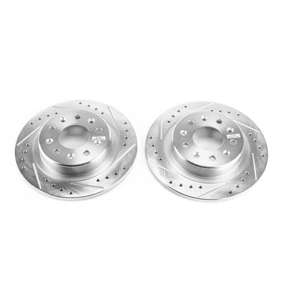 Par de rotores ranurados perforados PowerStop Evolution traseros para Chevrolet Malibu Foto 1 de 3