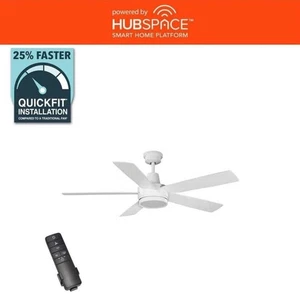 Hampton Bay 54 in. White LED Smart Ceiling Fan w/ Remote Powered by Hubspace - Picture 1 of 3