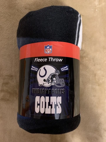 Indianapolis Colts Fleece Throw NFL Blanket Polyester 50x60 Blue Helmet Football Cover