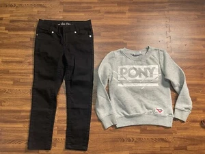 Lot of 2 pcs Kids Girls: Pony Sweatshirt Sz M (5/6) & Miss Pink Jeans Sz 6 - Picture 1 of 6