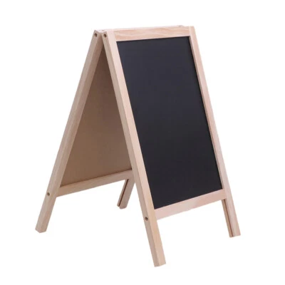 Wooden Stand Double Side Message Draw Board White and Black Display Chalkboard - Image 1 of 4