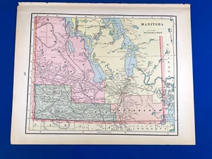 1898 Color Map MANITOBA, CANADA ~ Reverse Northwest Territories - 14.5" x 11" - Picture 1 of 16
