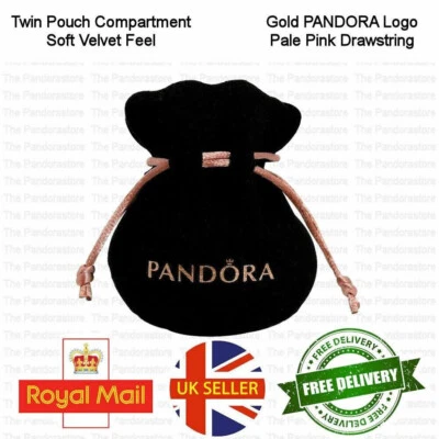 PANDORA Black Pouch  Velvet Felt Jewellery Pouch Charms Rings Earrings Gift bag - Image 1 of 2