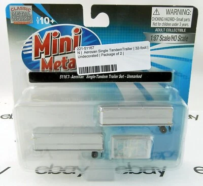 N Scale AeroVan Single-Tandem Trailers Set - Unmarked - Mini-Metals #51167 - Image 1 of 2