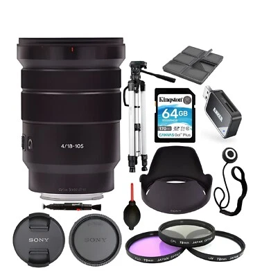 Lente Sony E PZ 18-105 mm f/4 G OSS + Kit de accesorios de almacenamiento de lujo + Más Foto 1 de 4