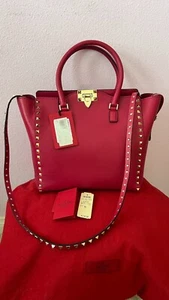 VALENTINO GARAVANIVitello Small Rockstud Double Handle Tote Deep Cyclamin - Picture 1 of 12