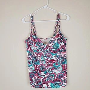 Tankini Lands End blanco estampado cachemir talla mediana 12 - Imagen 1 de 7