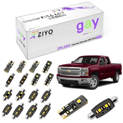 16pcs Bright White Interior LED Dome Light Kit For Chevrolet Silverado 2007-2015 — 第 1/4 张图片
