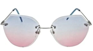 Women Large Metal Rimless Frame Gradient Lens Sunglasses Sunnies Gafas Shades - Picture 1 of 11
