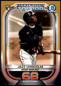 Jazz Chisholm 2021 Bowman 5x7 Scout's Top 100 Gold #BTP-68 /10 Marlins - Picture 1 of 2