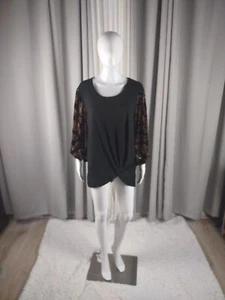 C. EST 1946 blusa donna manica lunga top velluto nero prugna pullover taglia 18/20W - Foto 1 di 13