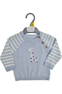 Ex Mothercare baby boys blue and white jumper with giraffe sweater jumper cotton - Picture 1 of 5