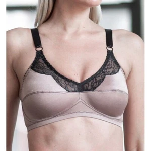 Rago Wirefree Satin and Lace Mocha/Black Bra Choose your size - Picture 1 of 5