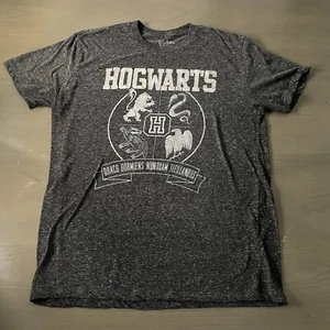Harry Potter Mens Size Large T-shirt Hogwarts Crest Dark Heather Gray House - Picture 1 of 3