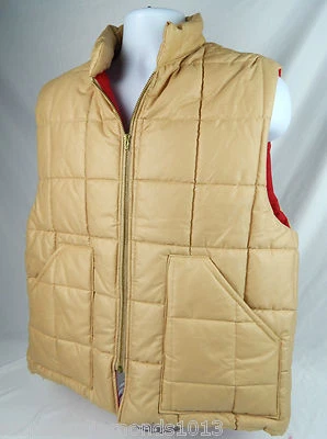 Vintage Tan Quilted Puffy Vest Men's Large Ski Outdoor Full zipper - Image 1 of 4
