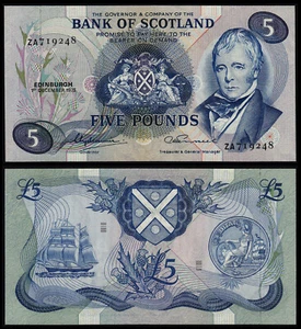 SCOTLAND BANK OF SCOTLAND 5 POUNDS (P112cr) 1975 PREFIX ZA/- REPLACEMENT UNC - Picture 1 of 1
