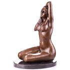Bronzefigur Skulptur Weiblicher Akt Frau Erotisch Bronze auf Marmorsockel