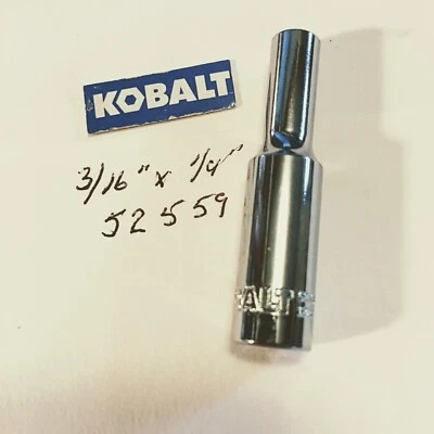 Kobalt  3/16" x 1/4" Dr  Deep Chrome Socket  6 Pt  # 52559 Free USA Shipping - Image 1 of 3