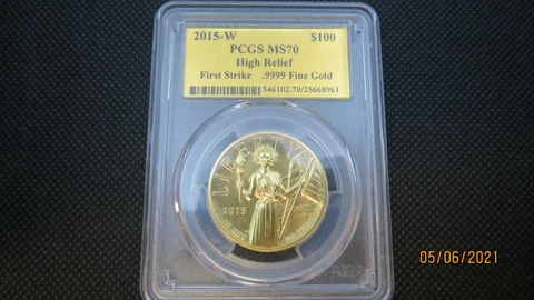 2015-W $100 GOLD LIBERTY HIGH RELIEF PCGS MS70 - FIRST STRIKE WEST POINT COIN Cover
