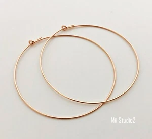 4pcs 45mm 14k ROSE gold filled round beading hoop earring earwire E18rg - Picture 1 of 2