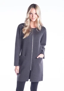 NWT DKR & Co Zip Front Charcoal Round Neck Sweater Jacket Original Price $159.00 - Picture 1 of 1