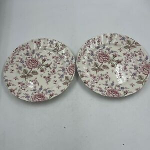 Johnson Brothers Pink Rose Chintz Dinner Plates 9 3/4" - England, Lot of 2